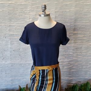 Vince Combination Navy Blue Tee, Size XS